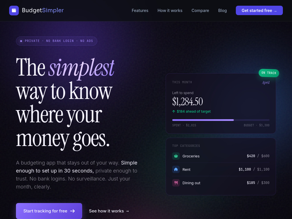 BudgetSimpler preview
